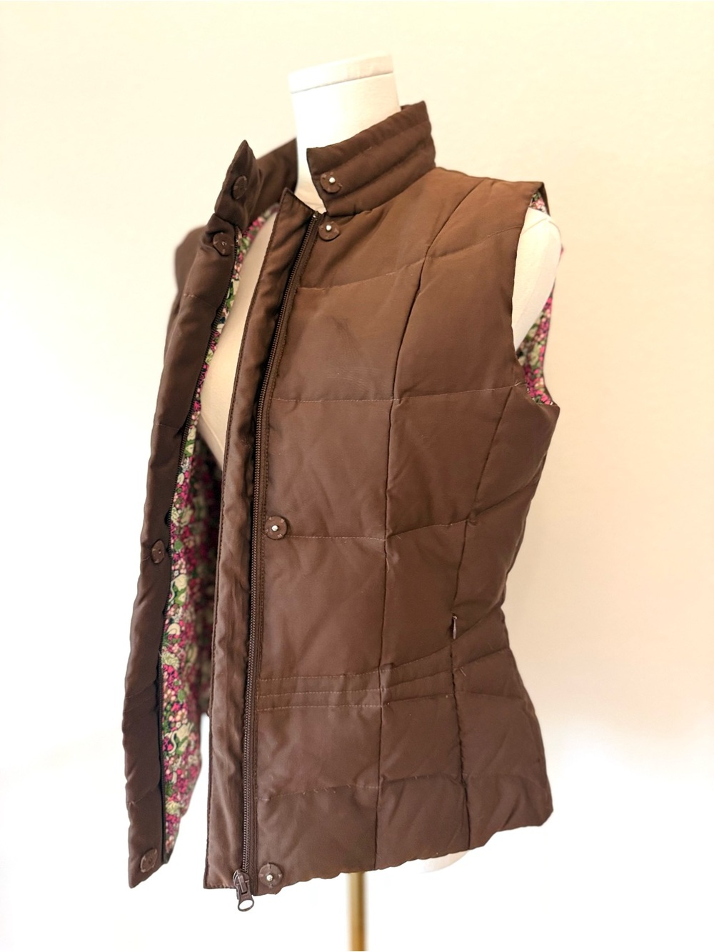 Lily Pulitzer Brown Quilted Puffer Vest M Medium